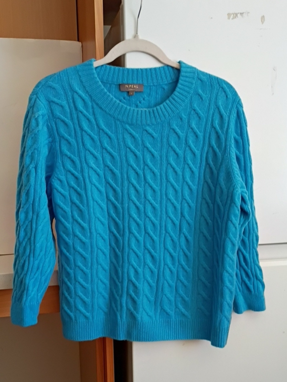 Cashmere 100% Organic Cashmere By N. Peal London Cable Knit Sweater sz L - Picture 3 of 7